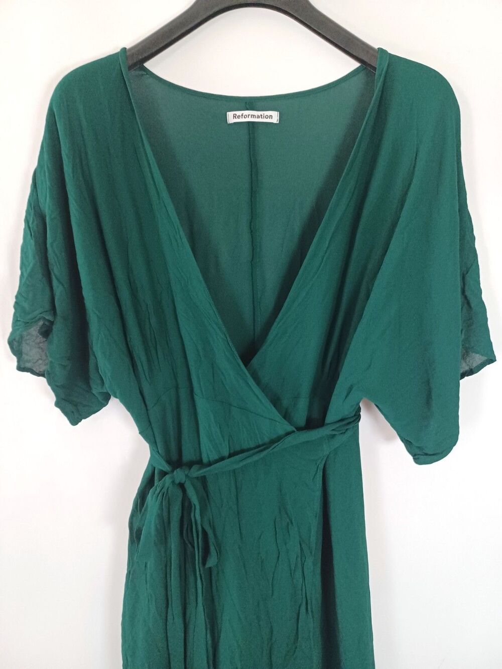Reformation Winslow Maxi Dress Emerald 1X Wrap French Style Sustainable Wedding - Picture 4 of 7